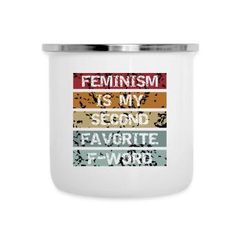Féminisme grl vintage - Tasse émaillée - blanc - Devant
