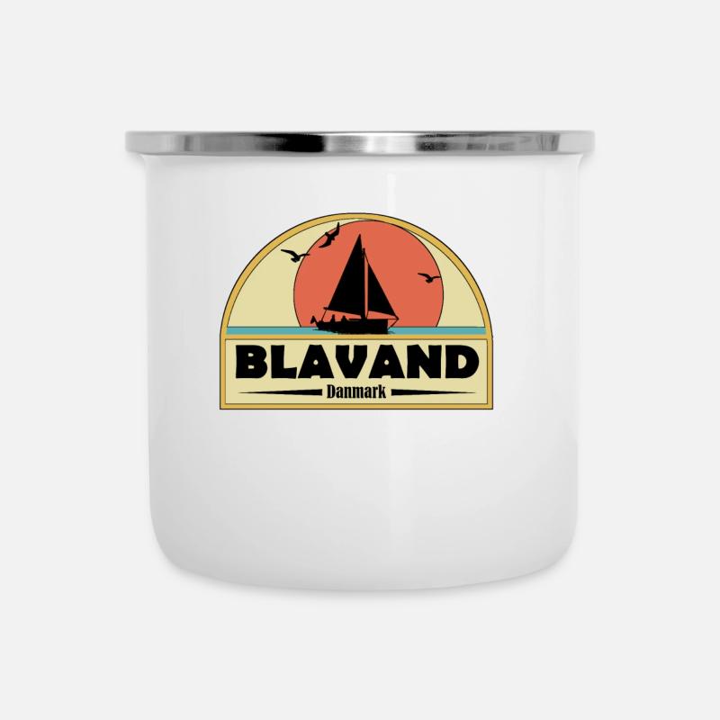 Blavand Dänemark - Emaille-Tasse - Weiß