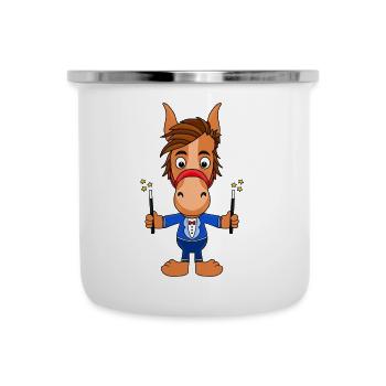 PFERD - ZAUBERER - PONY - REITEN - TIER - MAGIE - Emaille-Tasse - Weiß - Vorne