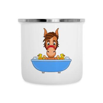 PFERD - PONY - BADEWANNE - Emaille-Tasse - Weiß - Vorne