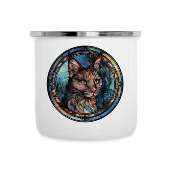 Donskoy Katzenrasse Aquarellglas - Emaille-Tasse - Weiß - Vorne
