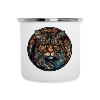 Ragamuffin Katzenrasse Aquarellglas - Emaille-Tasse - Weiß - Vorne