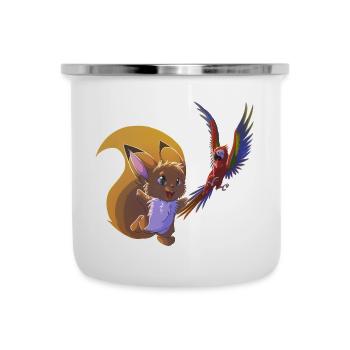 Nuts mit Ara - Emaille-Tasse - Weiß - Vorne
