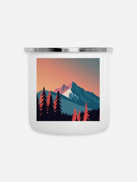 Berglandschaft - Emaille-Tasse - Weiß
