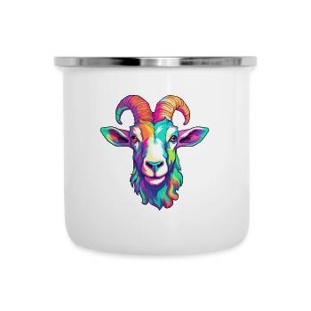 Goat Colorful Watercolor Cartoon Kawaii Animal - Camper Mug - white - Front
