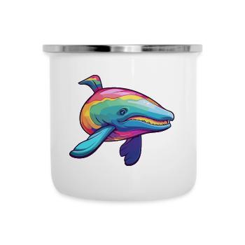 Whale Colorful Watercolor Cartoon Kawaii Animal - Camper Mug - white - Front