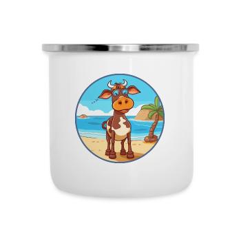 Vache aquarelle dessin animé kawaii clipart animal - Tasse émaillée - blanc - Devant