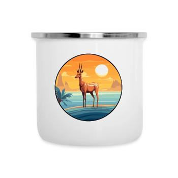 Impala Aquarell Karikatur Kawaii Clipart Tier - Emaille-Tasse - Weiß - Vorne