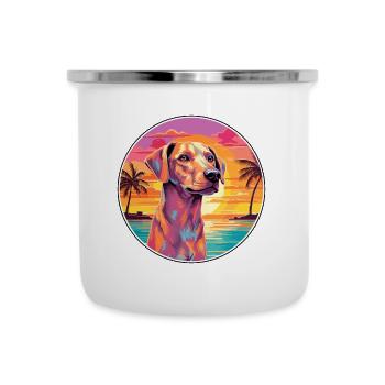 Kretische Hunderasse bunte Karikatur Aquarell - Emaille-Tasse - Weiß - Vorne