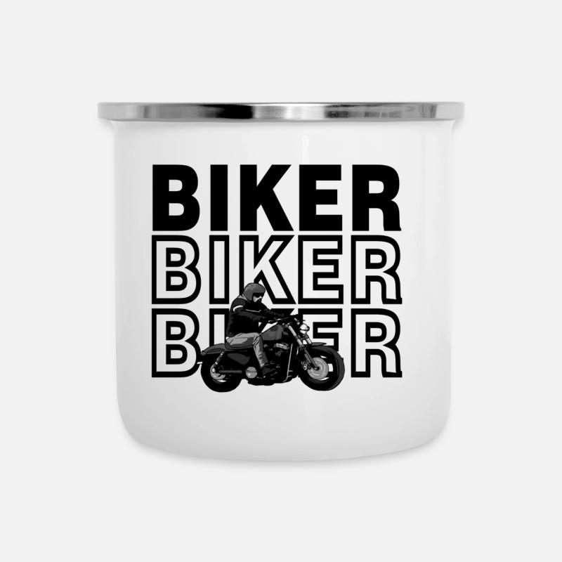 Biker (Black and White) - Tasse émaillée - blanc