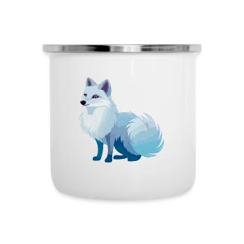 Arktisfuchs Bunte Aquarell-Karikatur Kawaii Anim - Emaille-Tasse - Weiß - Vorne