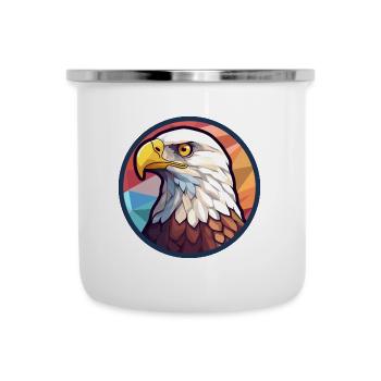 Adler Buntes Cartoon-Kawaii-Tier - Emaille-Tasse - Weiß - Vorne