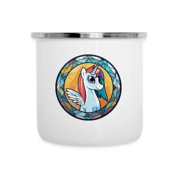 Ponny vitrail coloré dessin animé Kawaii Animal - Tasse émaillée - blanc - Devant