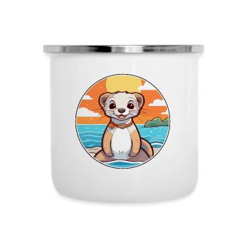 Ferret Watercolor Cartoon Kawaii Clipart Animal - Camper Mug - white - Front