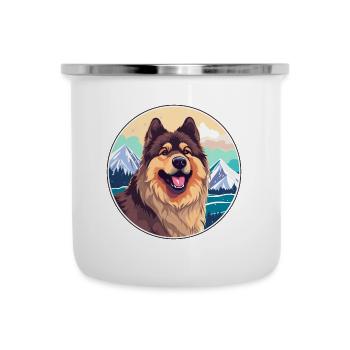 Eurasier chien race dessin animé Kawaii aquarelle - Tasse émaillée - blanc - Devant
