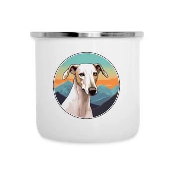 Galgo Español chien race dessin animé Kawaii aquarelle - Tasse émaillée - blanc - Devant