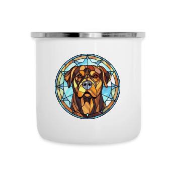 Rottweiler chien race vitrail coloré waterc - Tasse émaillée - blanc - Devant