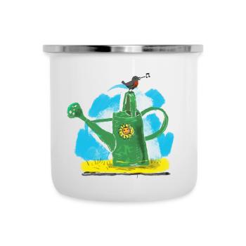Bonheur dans le jardin - Tasse émaillée - blanc - Devant