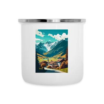 Klosters Serneus Schweiz Vintage Reiseposter - Emaille-Tasse - Weiß - Vorne