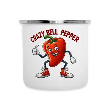 Crazy Veggies: Bell Pepper With Thumbs Up - Emaille-Tasse - Weiß - Vorne