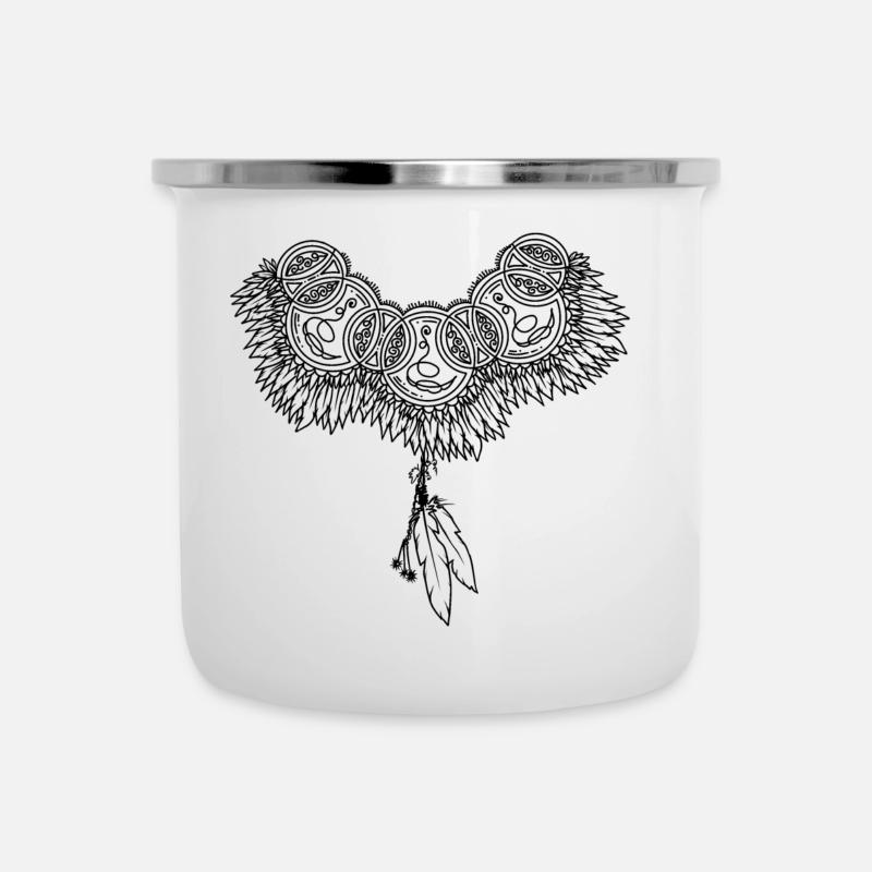 Federkragen - Emaille-Tasse - Weiß