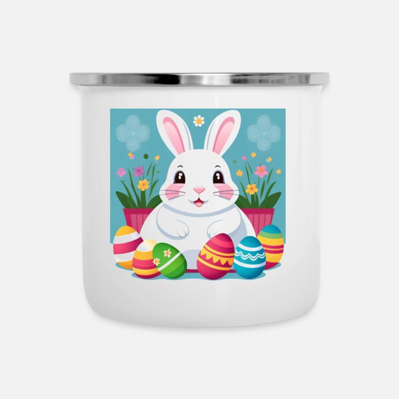 Easter bunny lies in the Easter eggs - Camper Mug - white