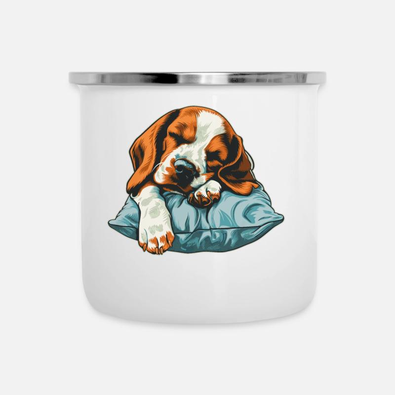 Beagle endormi - Tasse émaillée - blanc