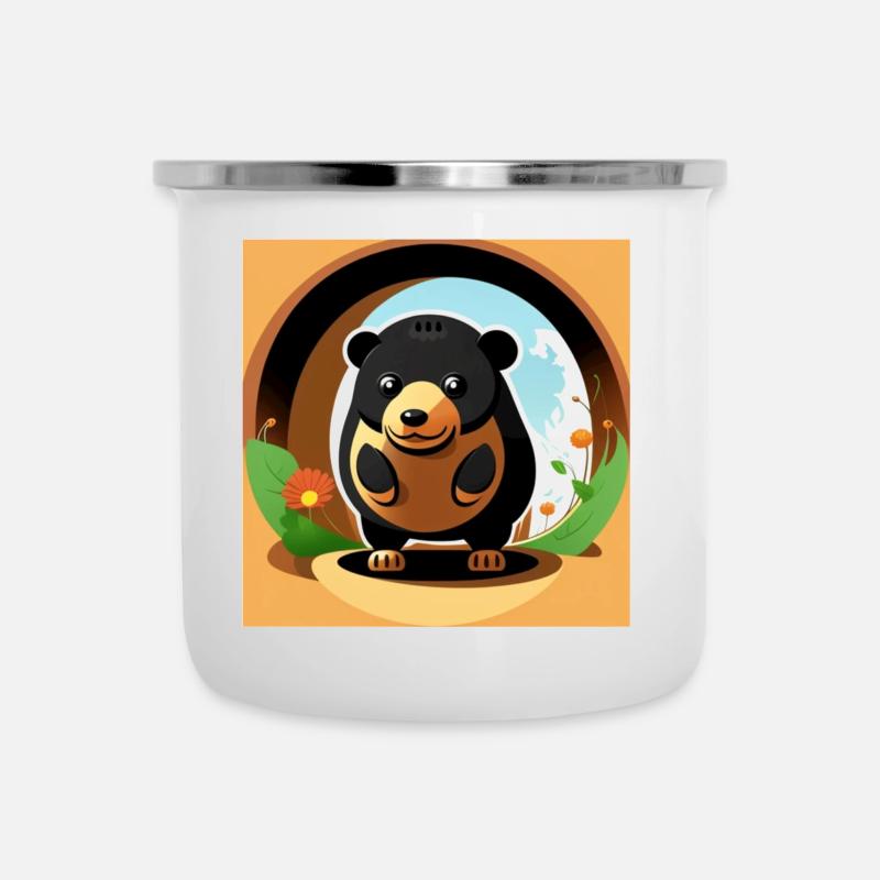 A mole stands in front of his den - Camper Mug - white