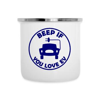 Elektrisch Auto fahren - Emaille-Tasse - Weiß - Vorne