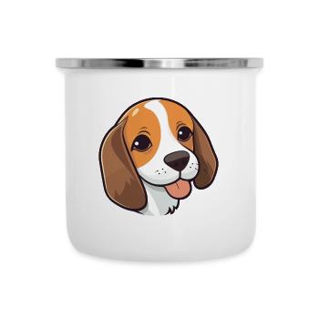 Beagle Dog Breed Watercolor Cartoon Kawaii Clipart - Camper Mug - white - Front