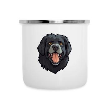 Newfoundland Dog Breed Watercolor Cartoon Kawaii C - Camper Mug - white - Front