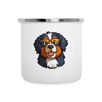 Bernese Mountain Dog Breed Watercolor Cartoon Kawa - Camper Mug - white - Front