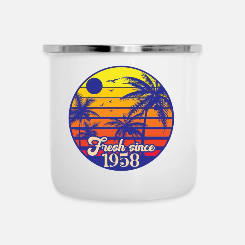Vintage 1958 - Emaille-Tasse - Weiß