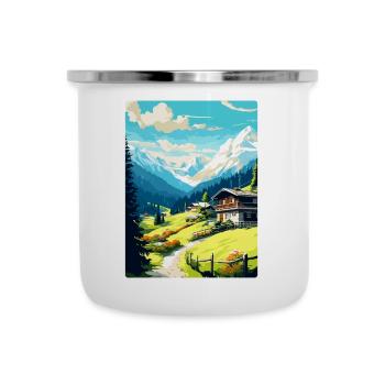Klosters Serneus Schweiz Vintage Reiseposter - Emaille-Tasse - Weiß - Vorne