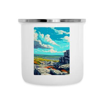 The Burren National Park Ireland Uk Travel Poster - Camper Mug - white - Front