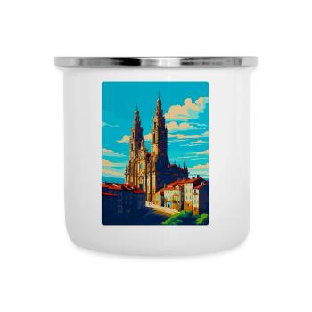 Santiago De Compostela Spanien Vintage Reiseposter - Emaille-Tasse - Weiß - Vorne