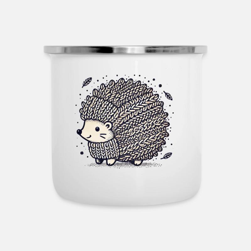 Strick Igel - Emaille-Tasse - Weiß