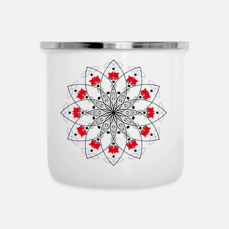 Mandala Red and Black - Tasse émaillée - blanc