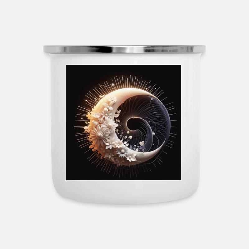 Abstrakte Kunst Mond - Emaille-Tasse - Weiß