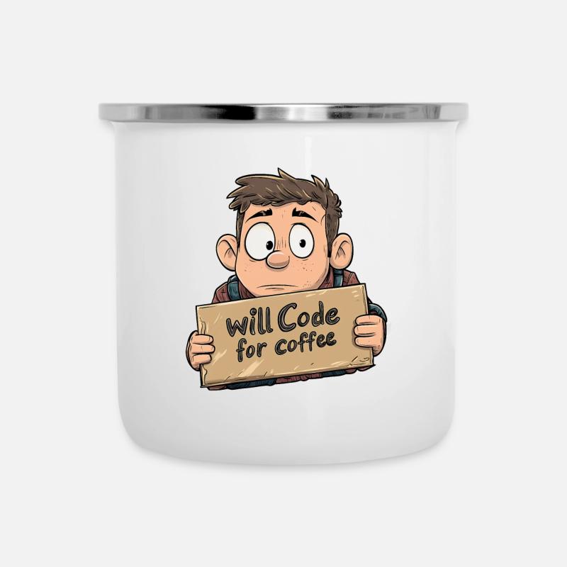 Conception amusante de programmeur et d’amateur de café - Tasse émaillée - blanc