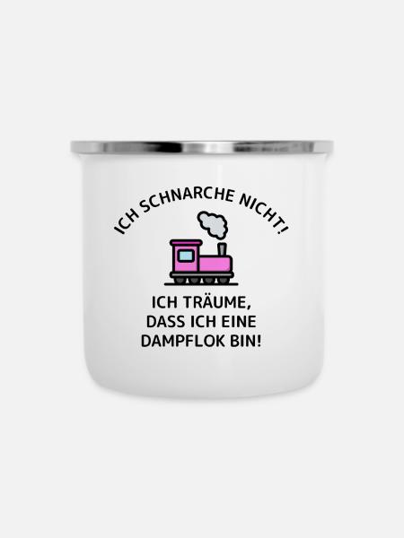 Ich schnarche nicht - Dampflok - Emaille-Tasse - Weiß