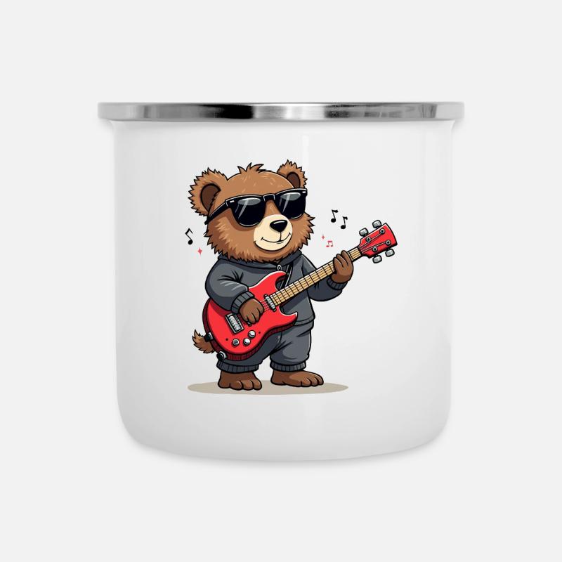 Rock'n'Bear: Bear Musician - Camper Mug - white