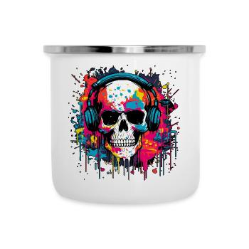 Graffiti Skull DJ – Urbane Musik, Explosionskunst - Emaille-Tasse - Weiß - Vorne
