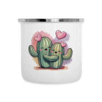 Kaktus-Liebe: Wir stechen zusammen! - Emaille-Tasse - Weiß - Vorne