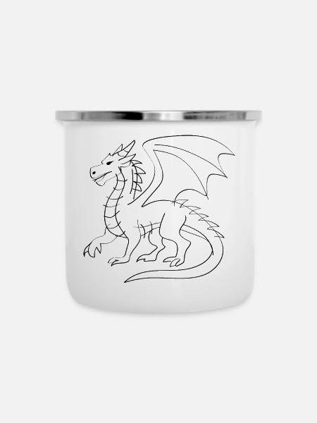 Drachen Illustration - Emaille-Tasse - Weiß