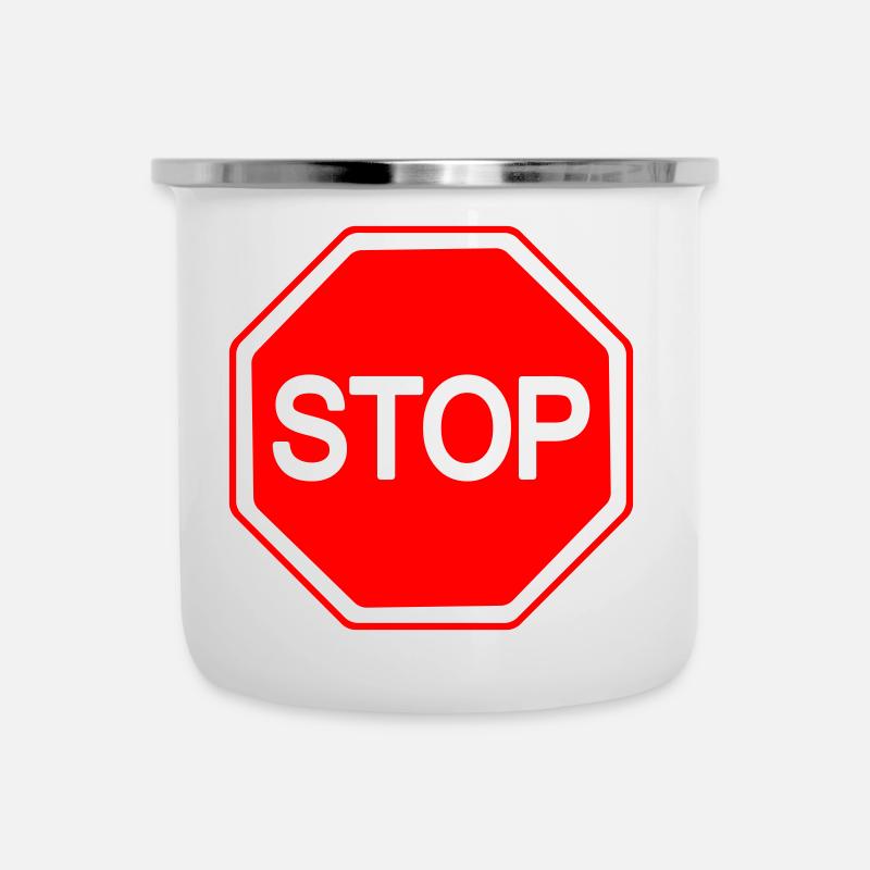 STOP Sign One Color Vector - Camper Mug - white