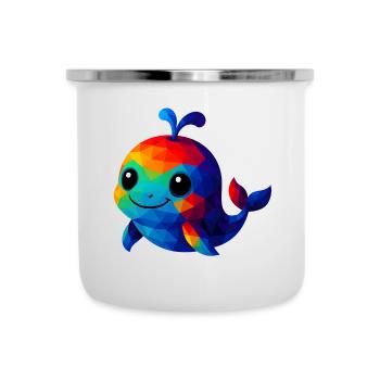 WPAP Polygon Kawaii Stil Wal Tiere - Emaille-Tasse - Weiß - Vorne