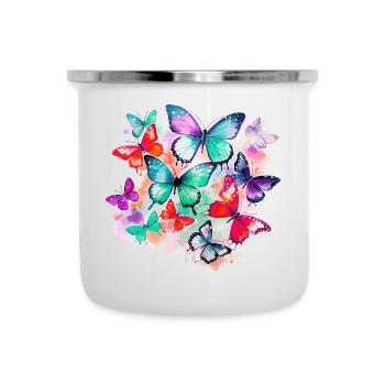 Papillon Coloré Coloré Beau Art Nature - Tasse émaillée - blanc - Devant