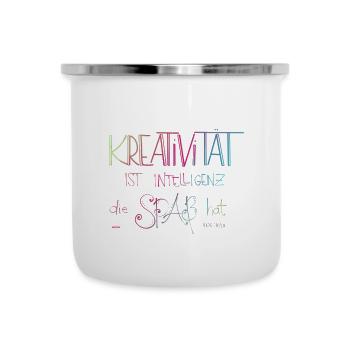 Kreativität - Lettering - Emaille-Tasse - Weiß - Vorne