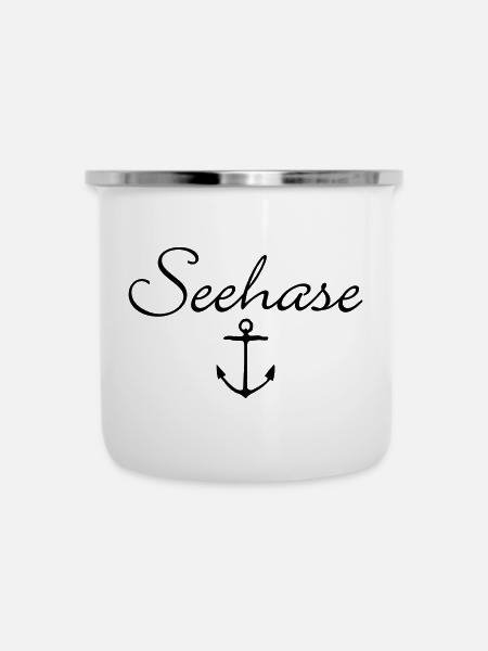 Seehase Anker Bodensee Design - Emaille-Tasse - Weiß